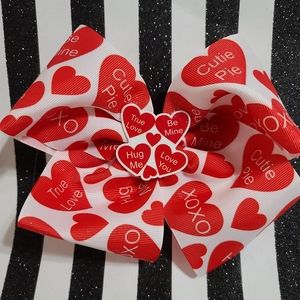 Valentine hearts hair bow